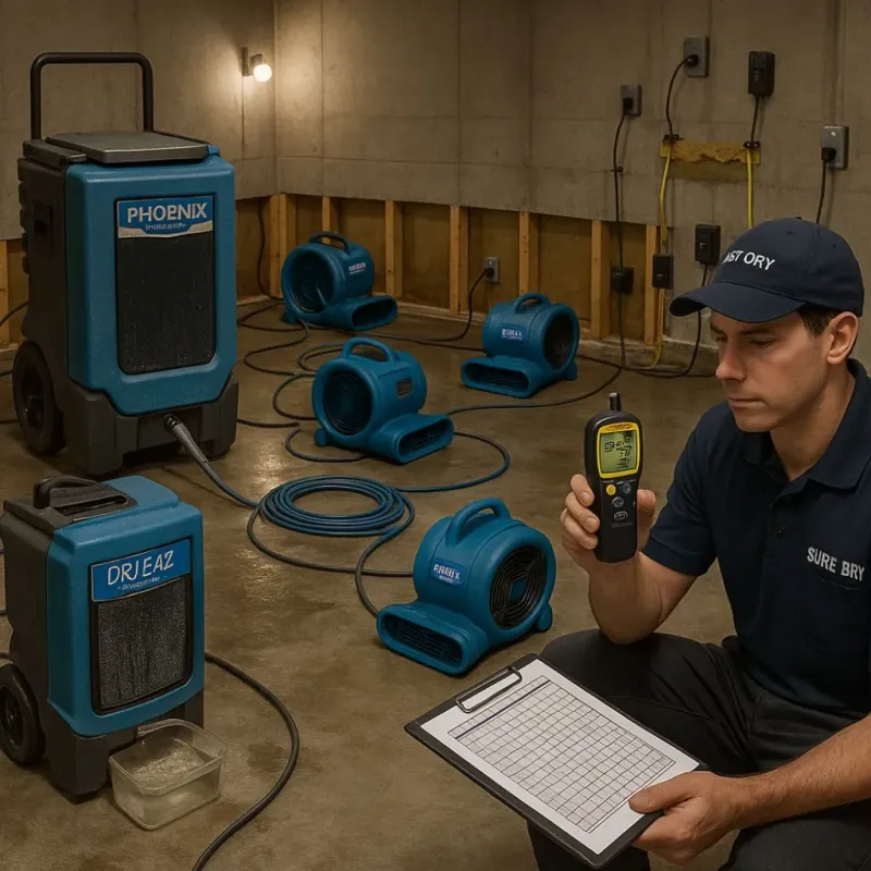 Structural Drying and Dehumidification process in Arlington Heights, PA